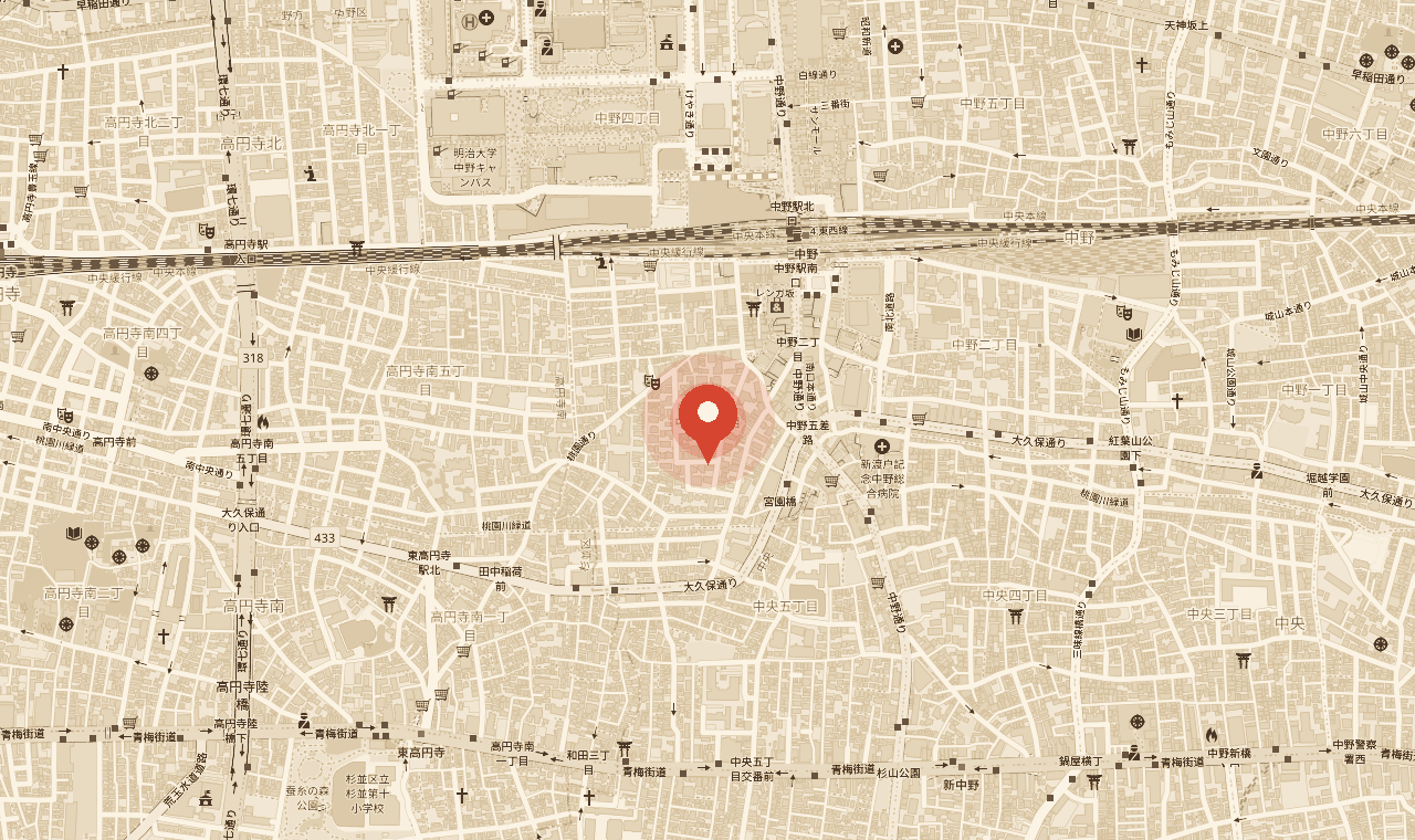 中野3-31-8 Nスクエアビル1F の地図 / map to Ouka, Nakano